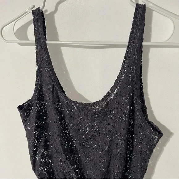 Black Poppy Boho Lace Crop Tank Top in Size Small - Picture 4 of 6